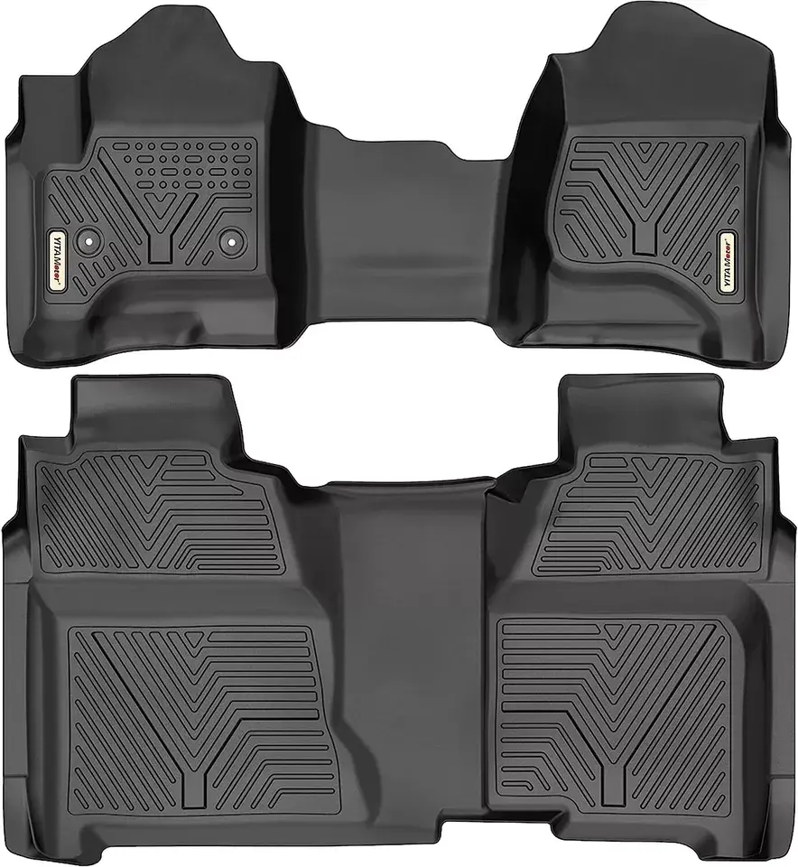 【fathersdaygift】TPE Floor Mats fits 2014-2018 Chevy Silverado / GMC Sierra 1500 Crew Cab, 2015-2019 Chevy Silverado / GMC Sierra 2500HD 3500HD Crew Cab, All Weather, Waterproof