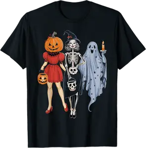 Vintage Halloween Witch Pin Up Girl Retro Halloween T-Shirt - Nafeesaami Shop 83B0DDHW4KYY