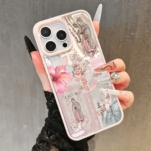 Saint Mary Christian Cross Macaron Color Phone Case, Magsafe Wireless Charging, Anti-Drop Shockproof Thickened Cover for iPhone 17/16/15 Series