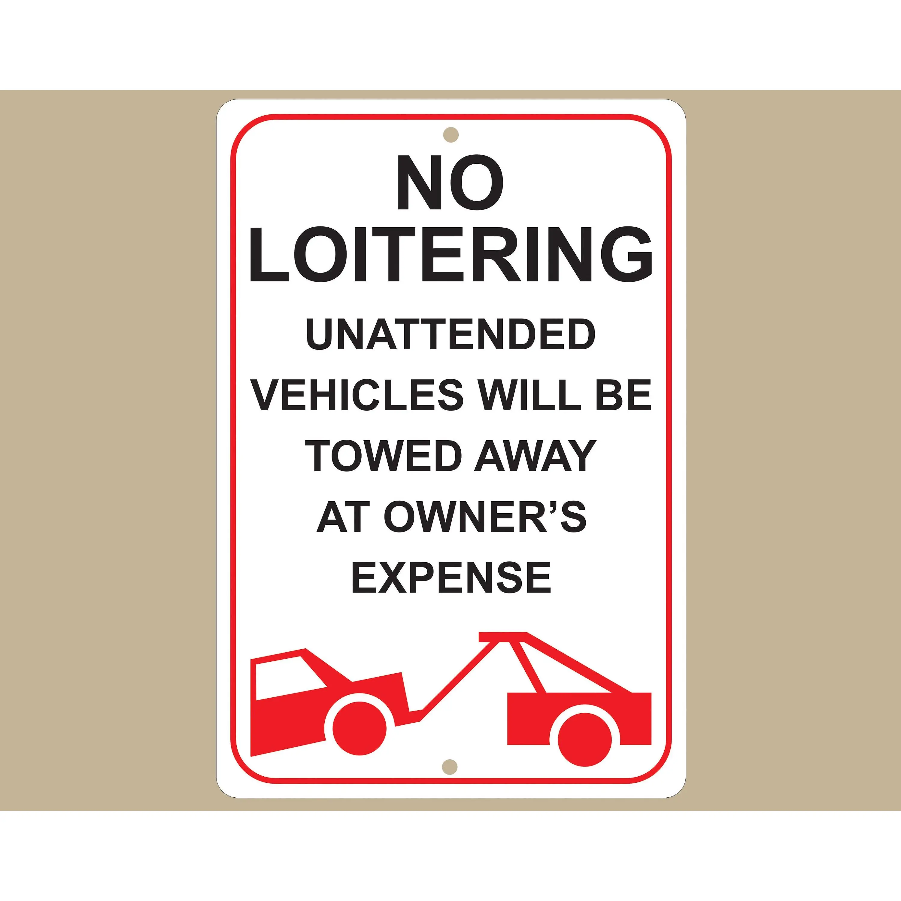 No Loitering Sign, Durable Aluminum Warning Sign, Outdoor Metal Sign, Business Safety Signag, Tow Away Zone
