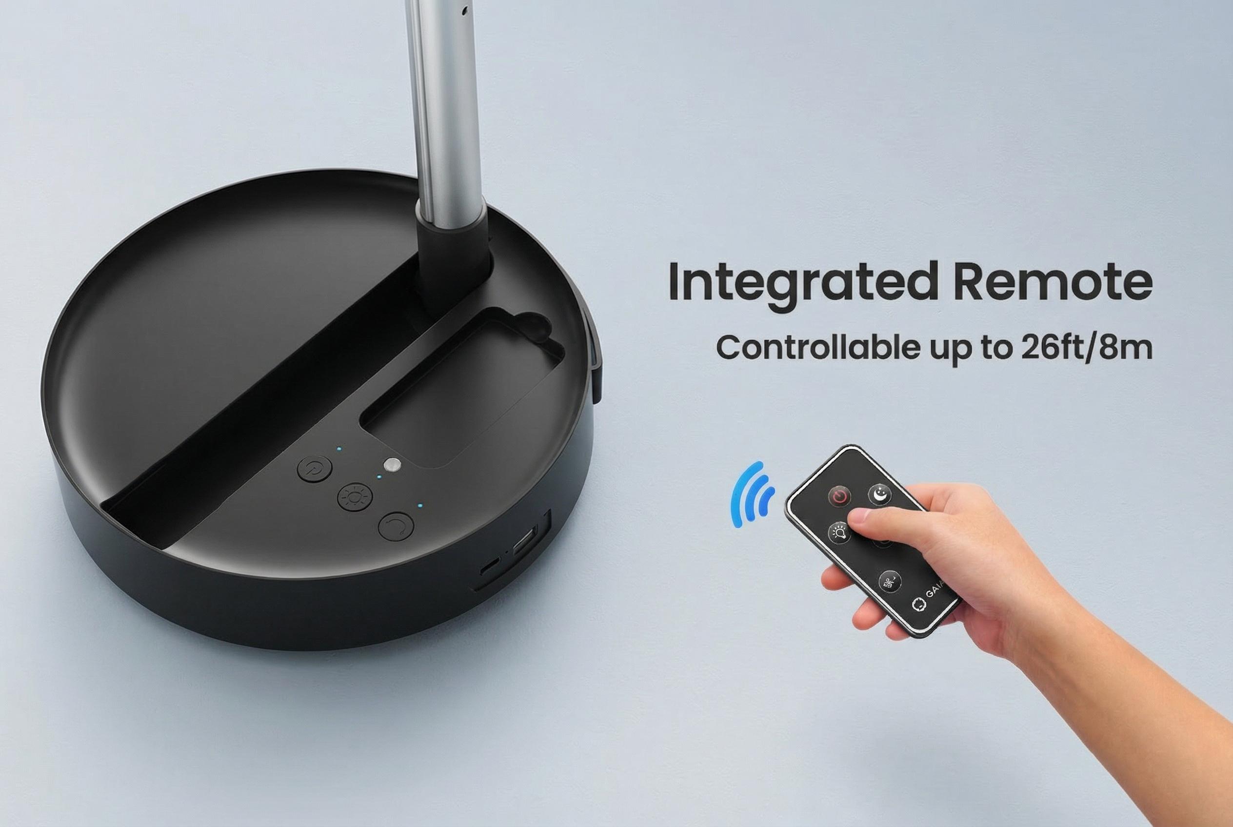 Gaiatop Portable Pedestal Fan 16000mAh Battery [Max 74h Runtime], Foldable Oscillating Standing Fan, Collapsible Desk Fans, LED Light, Case & Remote Control, 4 Speeds for Outdoor Travel Camping Office