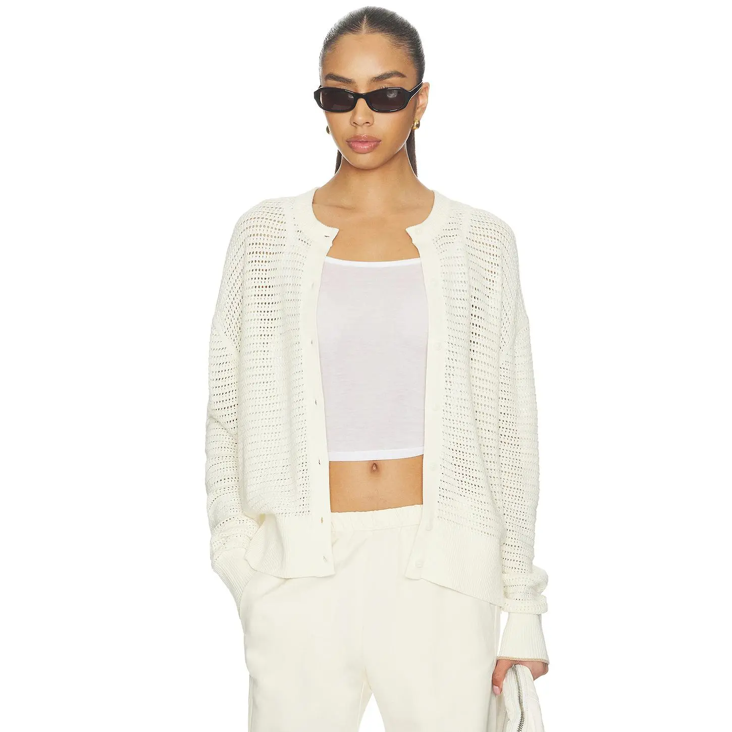 Varley Pembroke Knit Cardigan in Egret