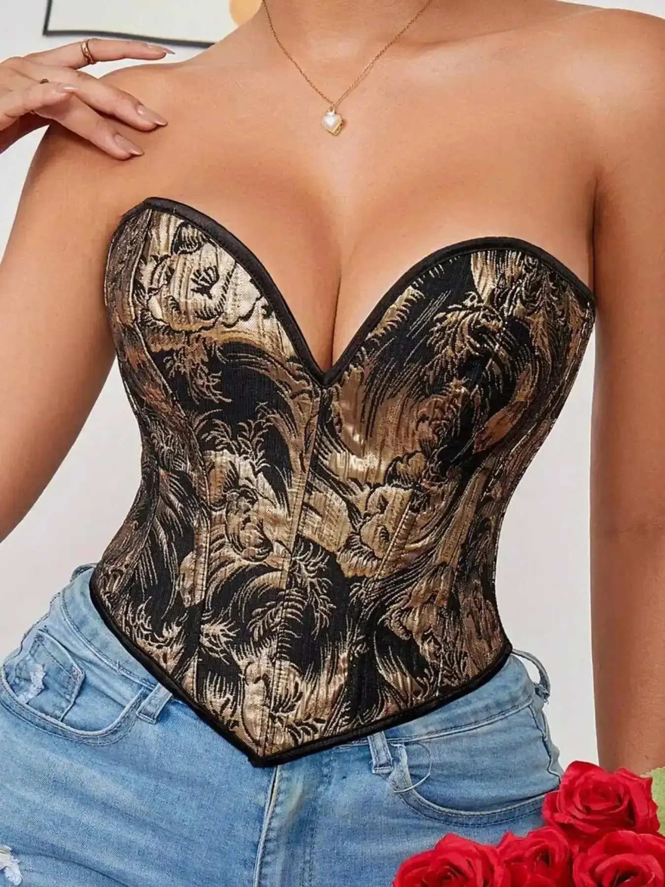 Women's Retro Style Satin Corset Top Vintage Trendy Comfortable Breathable Sweetheart Neck Lace Up Backless Strapless Bustier for Party Holiday Vacation Ladies Shapewear All Seasons Tops wardrobe essential classic fit