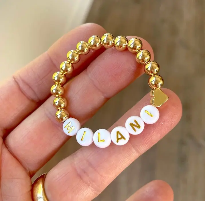 18K Gold Personalized Baby Bracelet, Gold Heart Girls Bracelet, Personalized Jewelry, Tiny Newborn Name Bracelet, Baby Shower Gift, Baby Girl Gift
