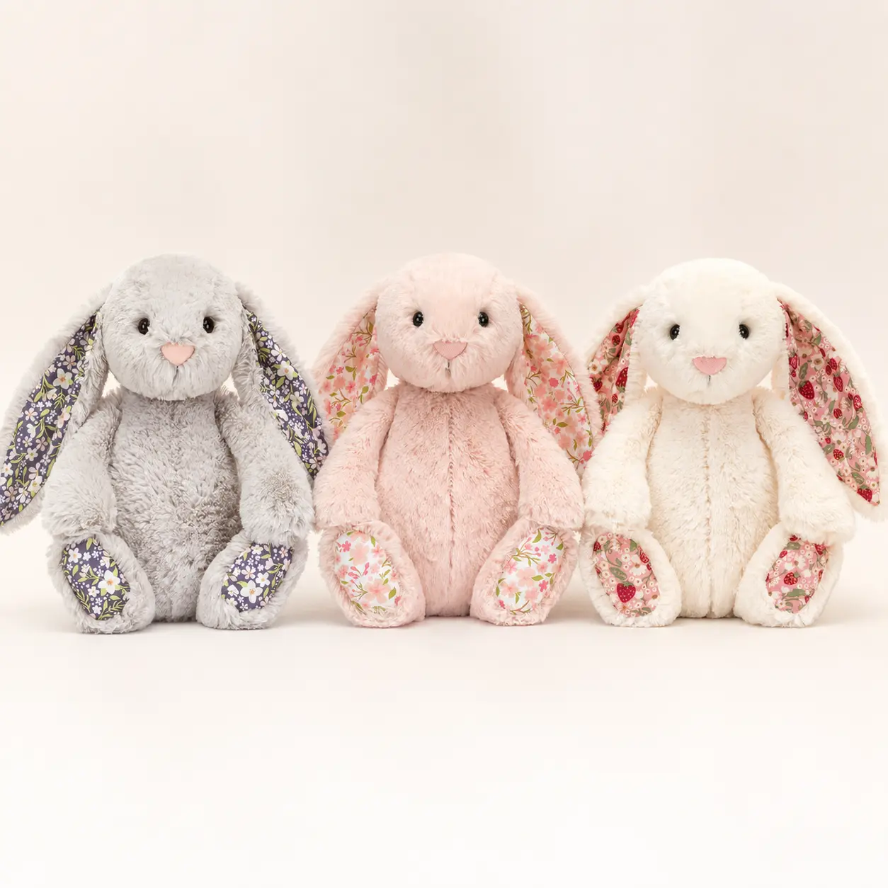 Jellycat Blossom Silver Bunny Plush with Floral Ears Is a Soft Bunny Gift for Baby Shower, Birthday and Nursery Decor