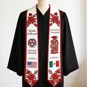 2026 custom Graduation Sash with Logo/Name/Flag, Personalized Graduation Stole