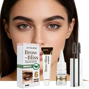 Black Eyebrow & Lash Tint Kit 2-in-1, Waterproof Long Lasting Smudge Proof Brow Dye, Semi Permanent Eye Makeup for Natural Fuller Brows, No Fade No Transfer, Sweat Proof for Daily & Dating, Viral Beauty Must Have