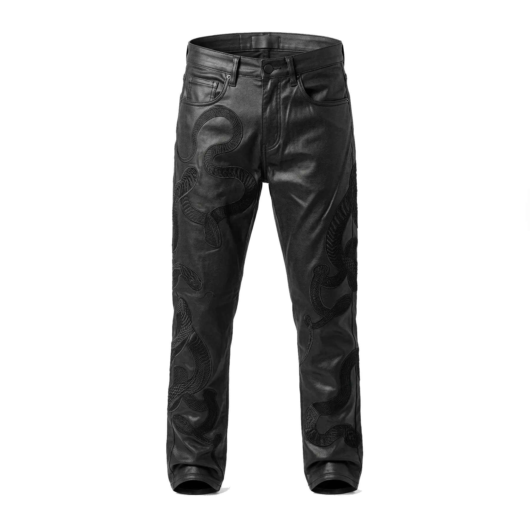 Waimea Snake Appliqué Wax Denim Jeans
