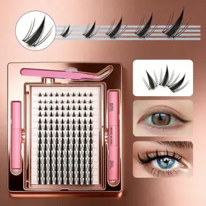 4 Density D-Curl Individual Lash Clusters, 9-13mm Mixed Lengths, Gentle Lash Makeup Remover, Long Last Lash Setting Spray, Safe Gentle Self Application, Natural & Voluminous Lash Looks
