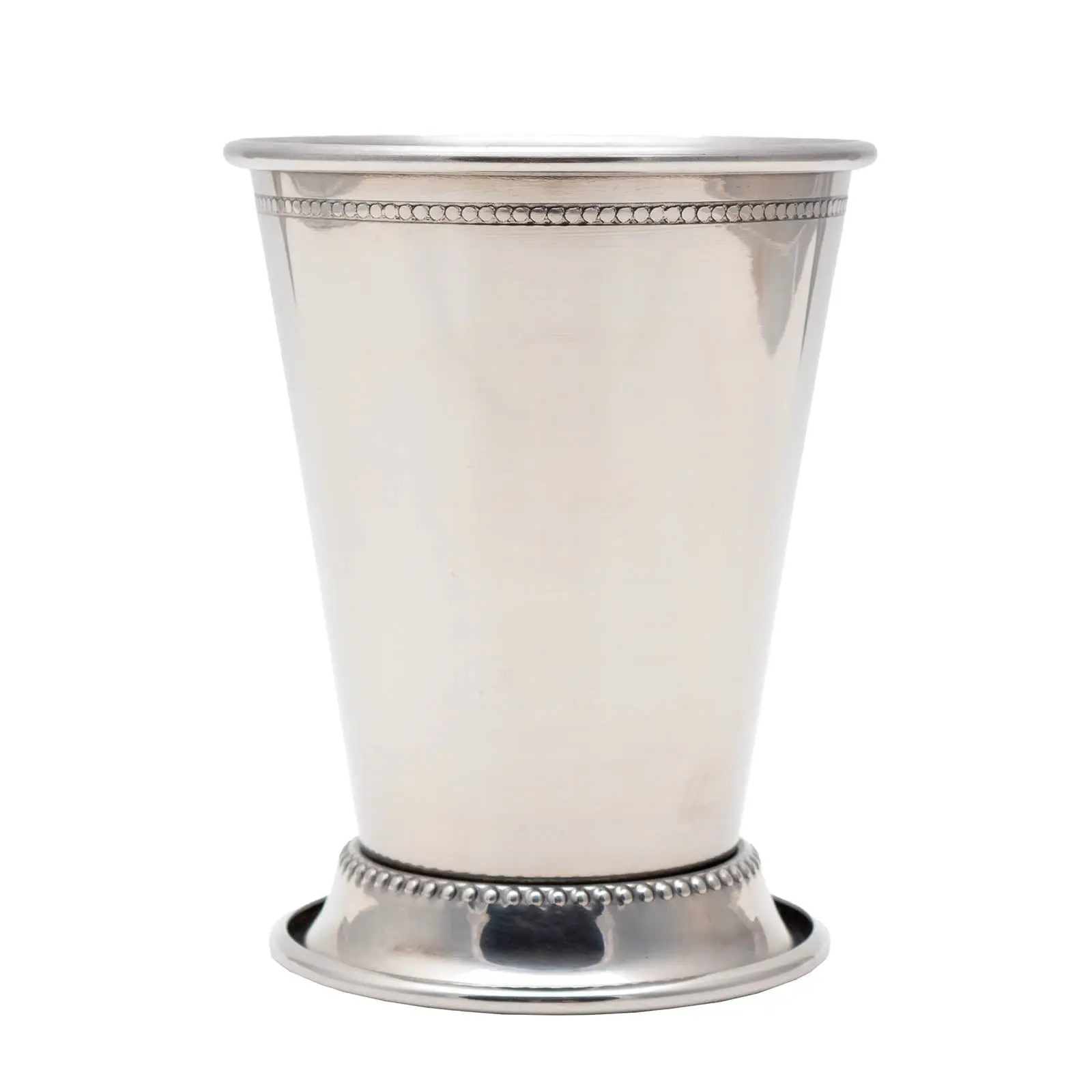 BarConic® Classic Traditional Stainless Steel Beaded Mint Julep Mug - 12oz Reusable Washable Kitchenware Drinkware for Derby Day Beverage Service, 2.75in Base Diameter, 3.45in Top Diameter