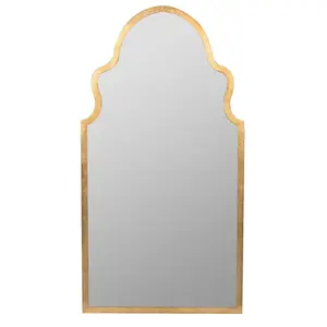Textured Curvy Gold Leaf Framed Vertical Wall Mirror