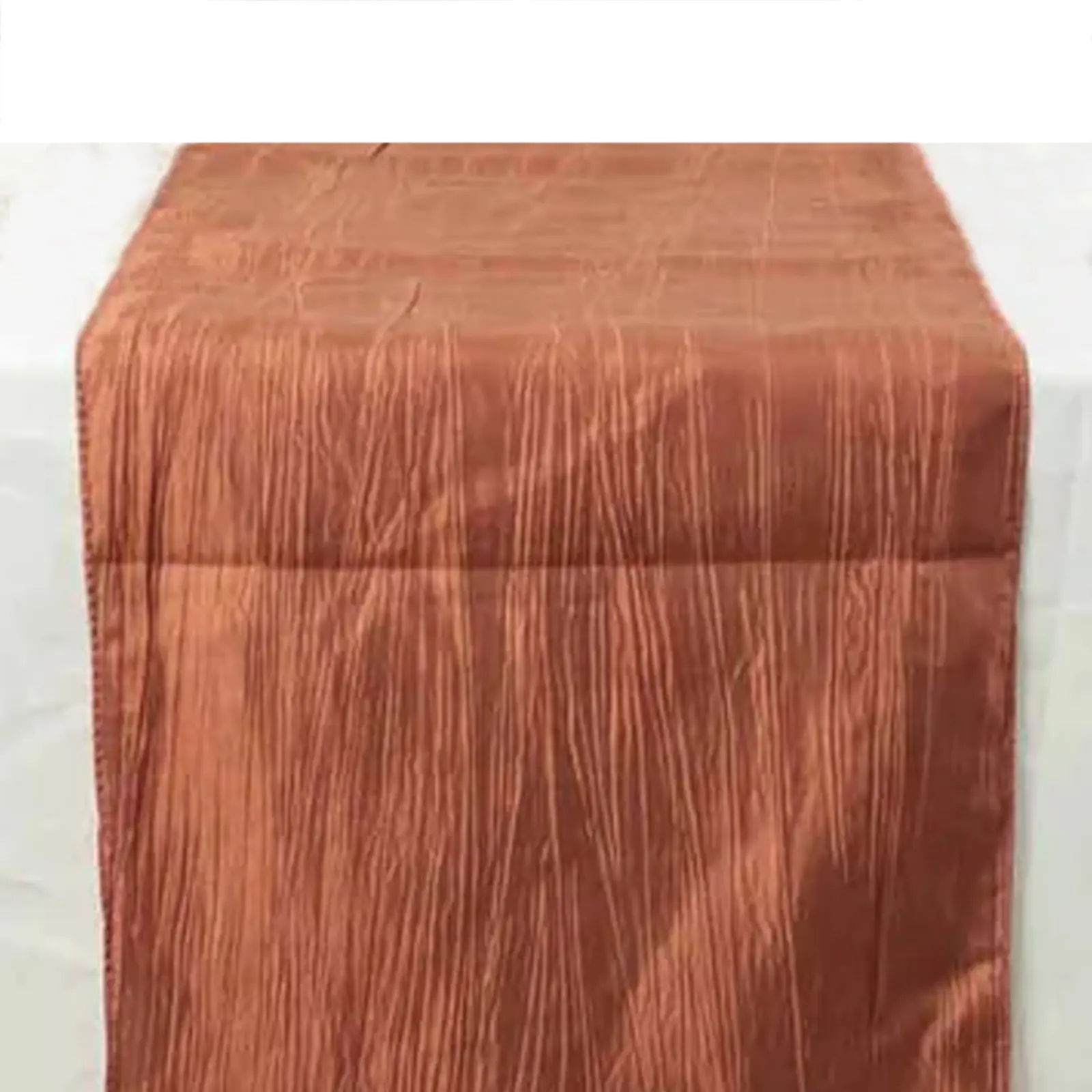 Taffeta Table Runner 12"x108" Terracotta (Rust) - Accordion Crinkle Table Linen