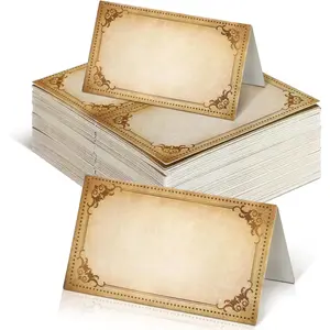 120 Pack Vintage Table Place Cards Holder 3.5 x 2 Inch Wizard Table Tents for Food Buffet Wedding Banquets Witch Party Reserved Seating