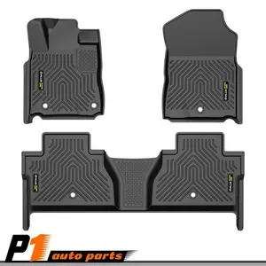 TPE Car Floor Mats | For 14-21 Toyota Tundra | TPE All-Weather Protection | Waterproof & Easy Clean Rubber Liners | Anti-slip Mats | 3D Molded Floor Mats TPE Liners Fit for 2014-2021 Toyota Tundra CrewMax