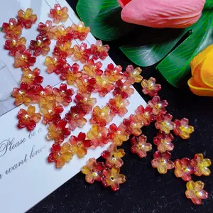 [US shipping] 10mm K9 cerystal glass cherry flower &50pcs per bag for DIY braclelet& keychain&hair pin &carhanger material