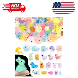 100PCS Luminous mini Resin Animals Bulk - 20 Styles Glow in The Dark Plastic Tiny Animals