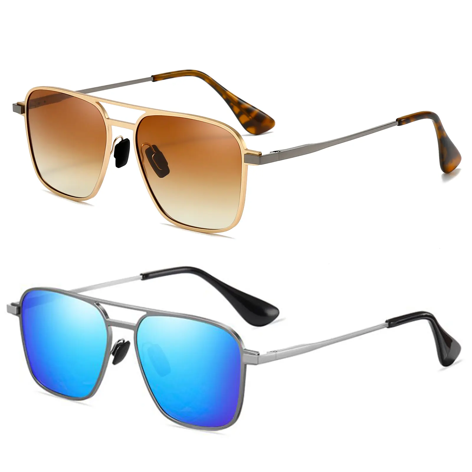 Gold Brown+Gunmetal Blue Mirror