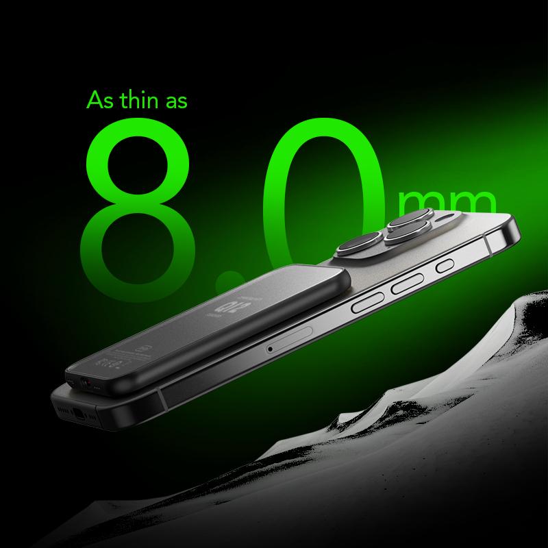 mfish E-Monster 5000mAh Ultra-thin Wireless Power Bank,Portable Fast QI2 Charging,MagSafe Compatible for iPhone 15/16/14/13 Compact Cable Chargeable