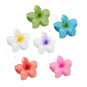 Women's Large Colorful Aesthetic Hawaiian Flower Claw Clips - 6-Pack Hair Accessories for Summer Beach Vacation Gifting
