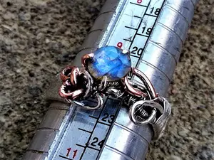 FLASHY Sterling Silver Size 10.75 Labradorite Spectrolite Moonstone Elven Elvish Genuine Gemstone Fantasy Magical Wire Wrapped Ring
