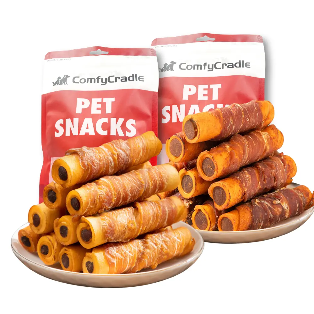 150g/5.29oz Universal Chicken-Duck Wrapped Cowhide Chocolate Stick Dog Chew Treats, Beef Stuffing, High Protein, Digestive Ease, Long-Lasting Training Rewards for All Ages Dogs, High Protein Treats, Tender Outer, Chewy Core