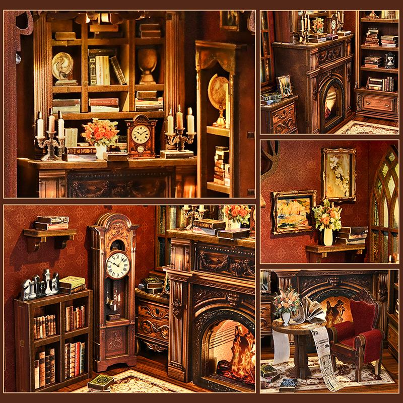 【US Shipping】BOOK NOOK Twilight Library DIY hut 3D three-dimensional hand-assembled booklet toy house, Christmas gift toy house,book nook,mini house,doll house,wooden dollhouse kit,victorian dollhouse,miniature house kit,miniature kit,dollhouse