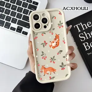 Case for iPhone 17 16 E Pro Max 15 Plus 14 13 12 11 XS XR Berry Fox Anti-Scratch Shockproof Soft Silicone Protective Cover
