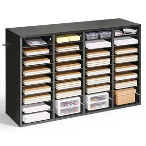 VEVOR Literature Organizer, Summervibes,Summervibes, 36 Compartments Office Mailbox with Detachable Shelves, Wooden Mailbox Sorter with Particle Board, Countertop Office Home Storage Organizer for File, Document, Paper, Black