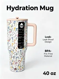 HydroJug 40oz Hydration Mug 40oz Floral Tumbler - Leak-Proof Stainless Steel Insulated Cup with Straw, BPA-Free, Large Capacity Water Bottle for Women, Perfect for Gifts, Work, Gym & Road Trips Drinkware Drinkware fathersdaygift