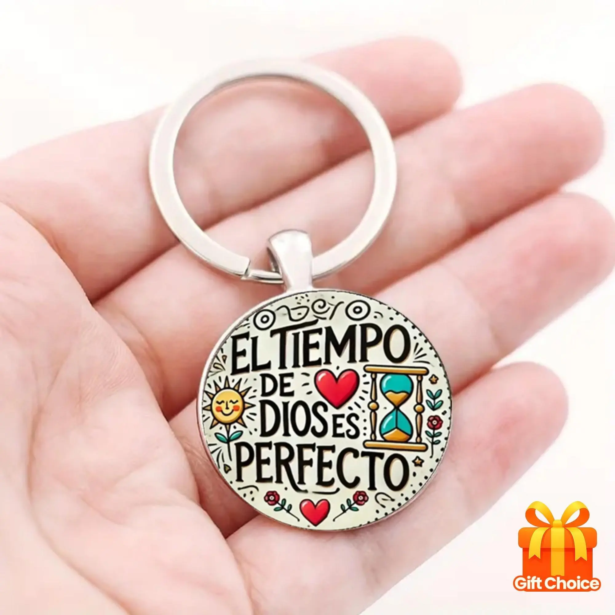 [Zinc Alloy Hourglass Pendant] Elegant Exquisite Craftsmanship Zinc Alloy Hourglass Pendant with "El Tiempo de Dioses Perfecto" Engraved Message - Dainty Bag Charm Keychain, Car Charm, Home Decor | Ideal for Anniversaries & Holiday Gifts, Bag Charm Keycha