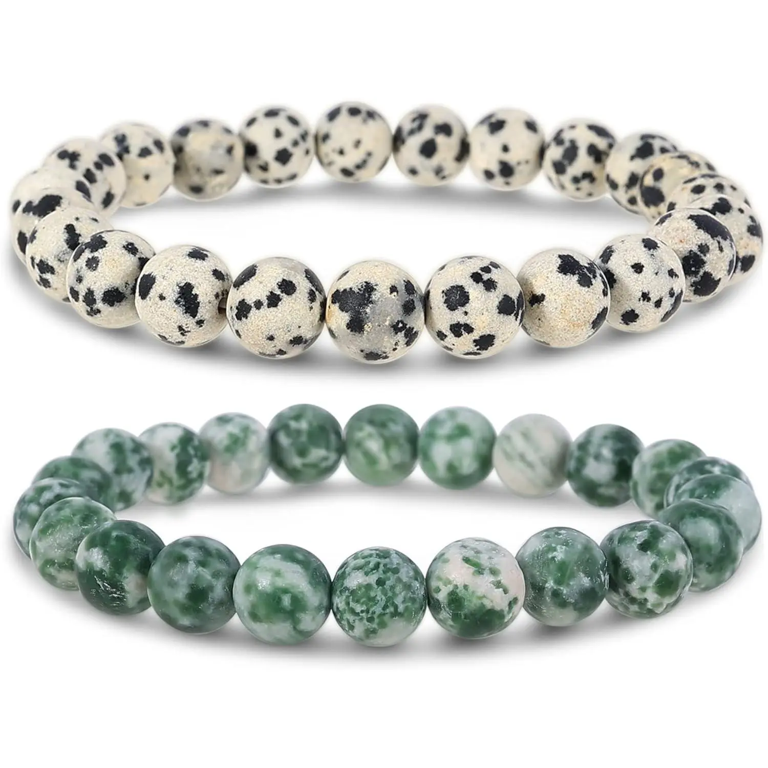 8mm Dalmatian Jasper & Green Jasper (Inner Strengt