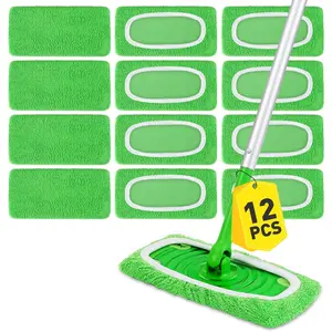 12Pcs Reusable Microfiber Mop Pads Compatible with Sweeper Mops,Dry Sweeping Cloths & Wet Mopping Pads Refills,Washable Mop Pads for Floor Cleaning