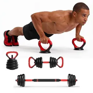 RELIFE REBUILD YOUR LIFE 5-in-1 Adjustable Dumbbell Weight Set for Home Gym, 110LB Max Free Weights with Connector & Double Locknuts, Converts to Barbell, Kettlebell & Push-Up Stand, Multifunctional Fitness Equipment for Men & Women