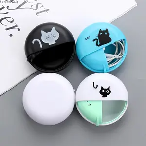 2026 New Round Animal Print Earphone Case, Durable ABS Portable Cable Organizer Box, Rotatable Design Cord Storage Holder, Shockproof Anti-Lost Protective Earbud Accessory, Compact Practical Gadget for Daily Carry, Travel and Office Use