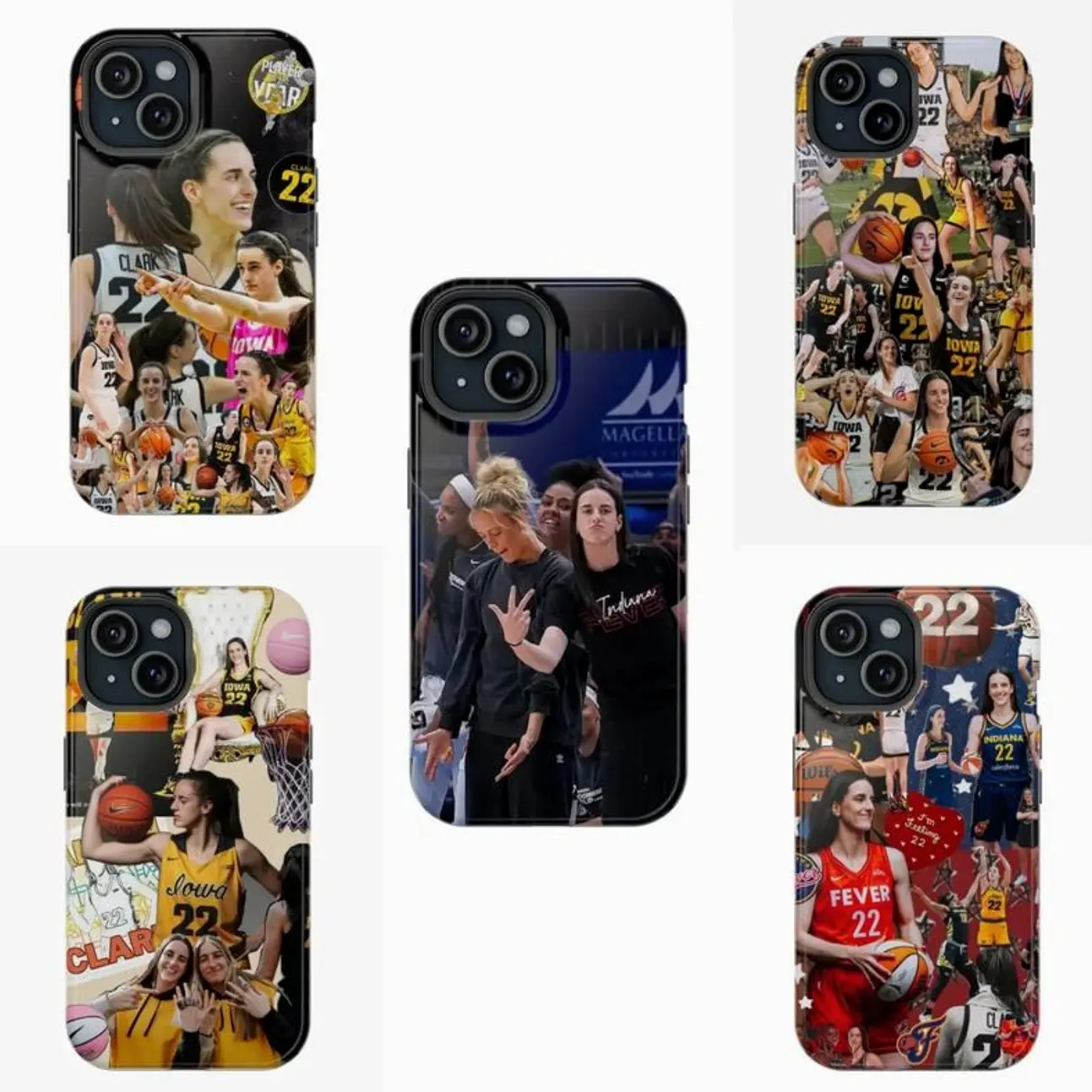 5 Styles Caitiin Clark and Sophie Cunningham Phone Case for iPhone17 ProMax /16/15/14/13/12/11 Plus for Samsung phones, suitable for both men and women,