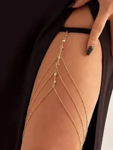 Multi-Layer Chain Tassel Pendant Leg Chain for Women Girls, Sexy Elastic Adjustable Waist & Body Jewelry, Fashion Versatile All-Season Wear Accessories, Stylish Nightclub Party Beach Daily Wear Gift
