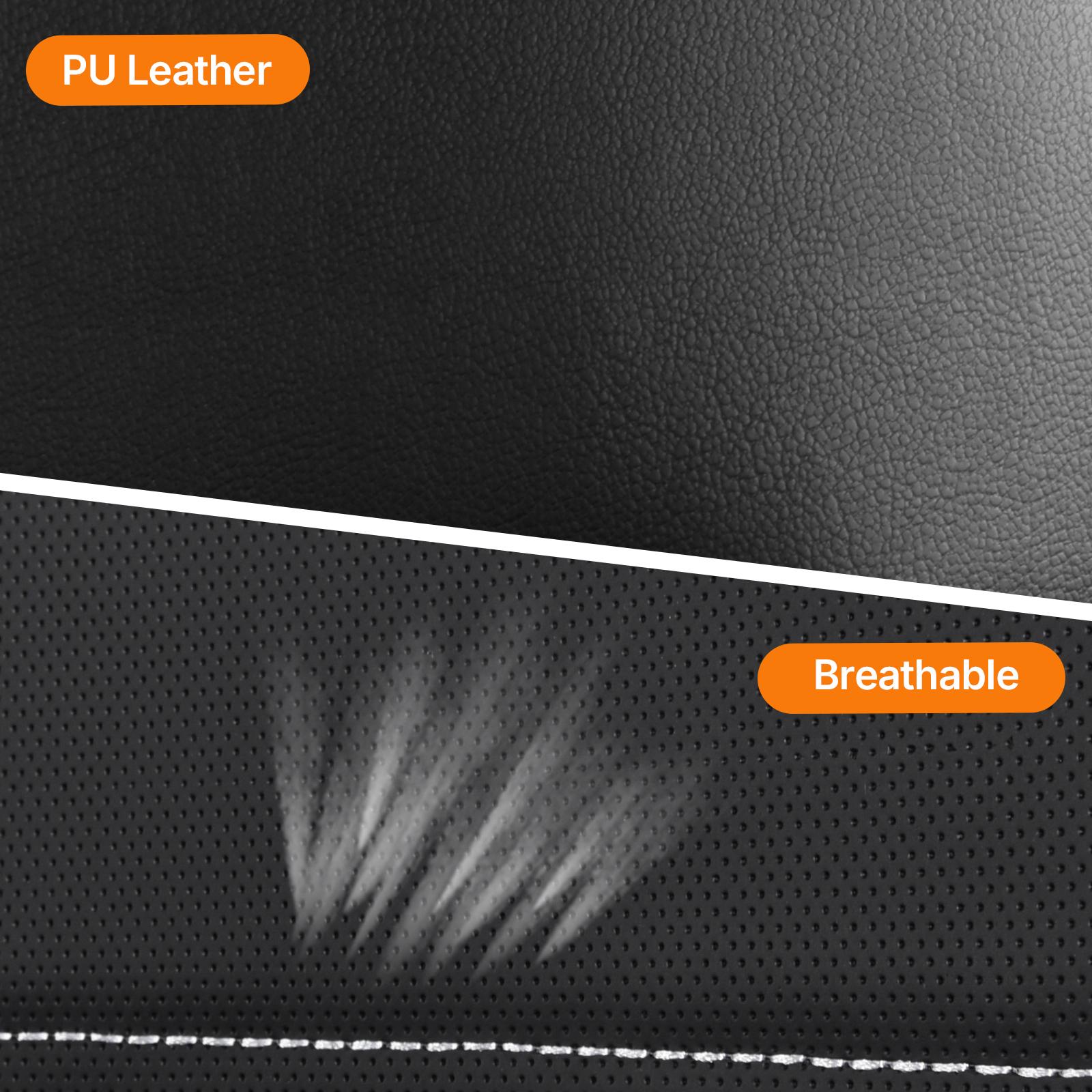 AUTOYOUTH PU Leather Car Seat Covers 2PCS Universal, Black Sport Design, Waterproof Front Seat Protectors, Universal Fit for Cars SUVs Trucks High Back Seat, Airbag Compatible, Car Interior Accessories