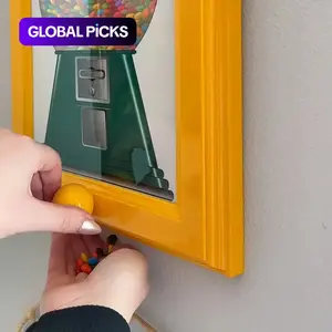 A square photo frame, picture frame, designed to be hung on the wall, equipped with a candy dispenser, is perfect for displaying photos while making it convenient to get candies, nuts and pet snacks, home decor accessory