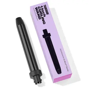 Trademark 1 inch Curling Wand Attachment Interchangeable Hair Iron Ceramic Barrels Loose Curls Curling Iron Cool Tips Black
