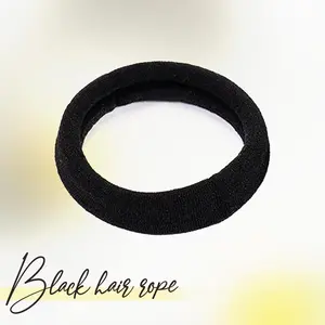 Seamless Thick Black Hair Band 1 PCS Black HairTies for Women Girls Elastic Hair Ties No DamagePonytail Holder