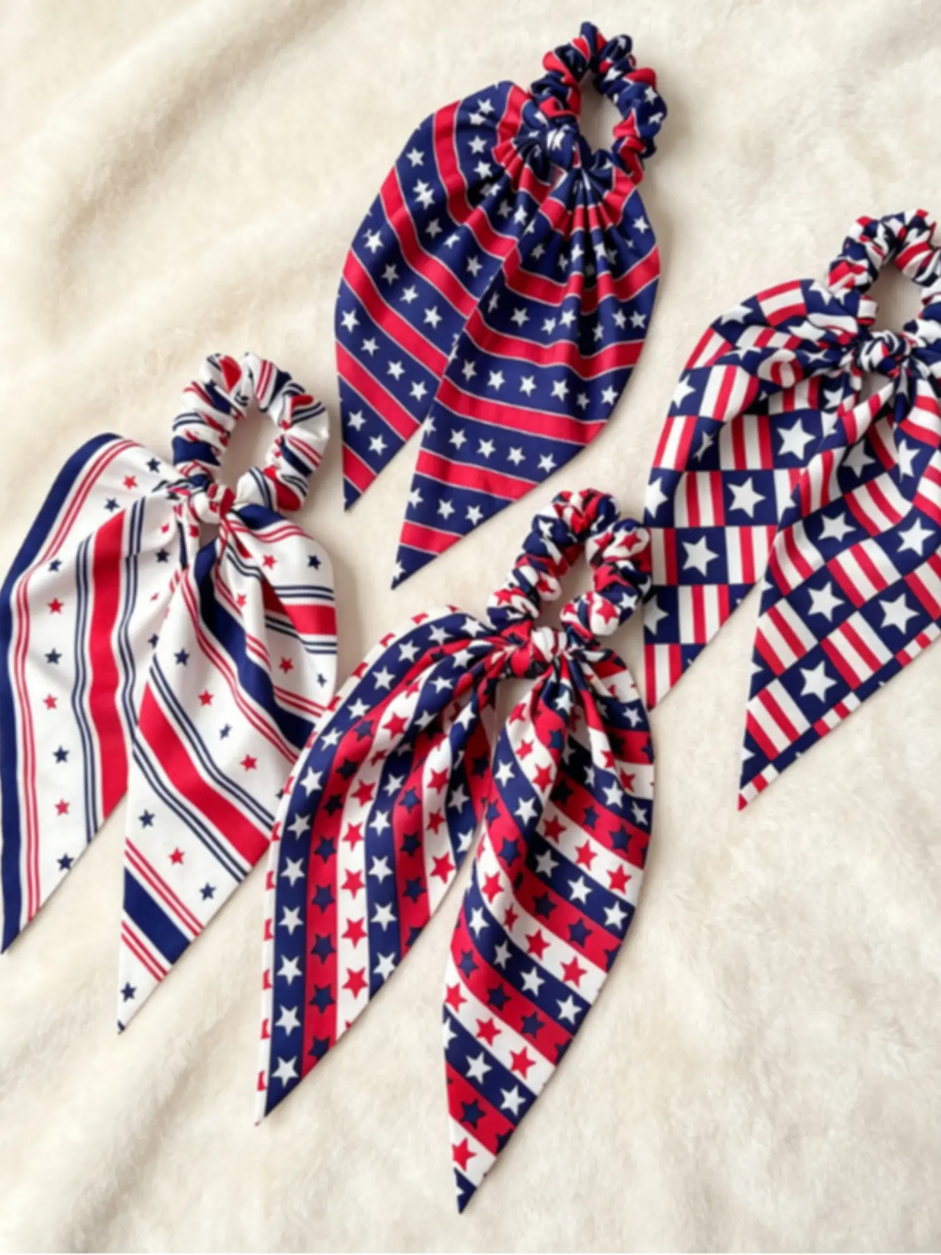 4pcs America Independence Day Fashion Hair Accessories Set, American Flag Print Star Bow Clips, Blue Classic Colors, Women Party Headwear, Hair Decor, Clips for hair