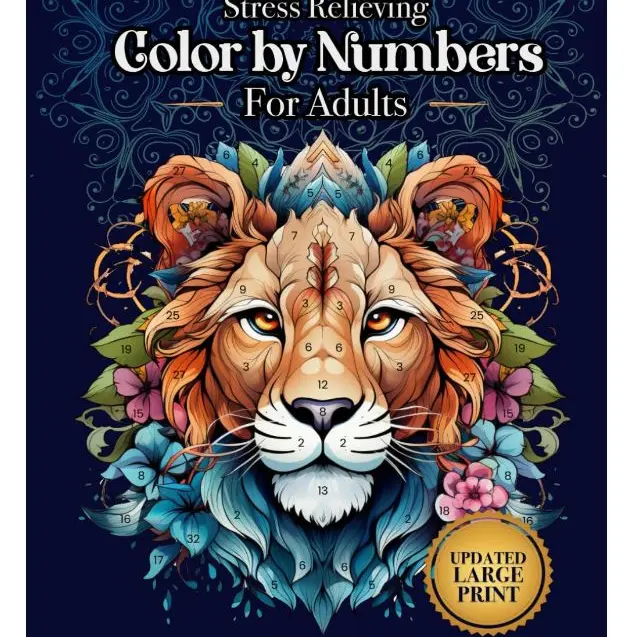 Stress Relieving Color by Numbers for Adults Coloring Book: Amazing Patterns of Animals, Mandalas Landscape An Adult Activity Book Christmas Coloring
