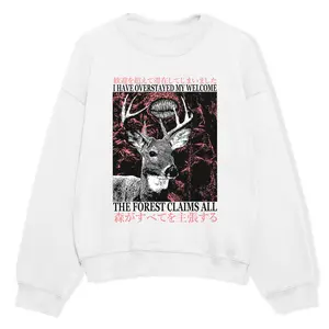 Funny Meme Shirt, I Have Overstayed My Welcome The Forest Claims All Sweatshirt, Vintage Japanese Deer Merch, Animal Meme Funny Outfit, Retro 90s Unisex Comfort Gift