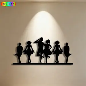 1pc Dancing Figures Metal Wall Art,Dynamic Dancing Figures Statue Mural, Ideal Gift for New Year, Christmas, Party Decor Enthusiasts,  Metal Wall Decor Wall Sculptures, Perfect for Living Room Wall & Garden Fence, Vibrant Indoor Outdoor Decor