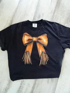 Cowgirl Coquette Bow Western - Short Sleeve Tee in Black