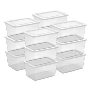Sterilite 58 Qt Storage Boxes, Clear Plastic Containers w/ Lid, Set of 12, White