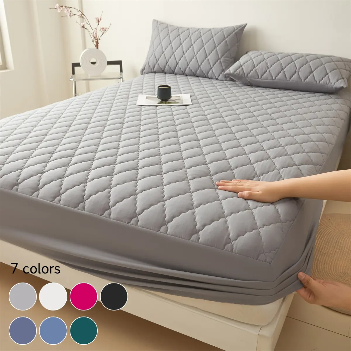 2/3 Piece Waterproof Cooling Mattress Protector Set with Deep Pocket, Soft, Noiseless, Breathable, Stain-Resistant, Machine Washable Bed Cover for Bedroom, Guest Room, Dorm, Kids, Pets, Elderly, Hotels – Includes Pillowcases