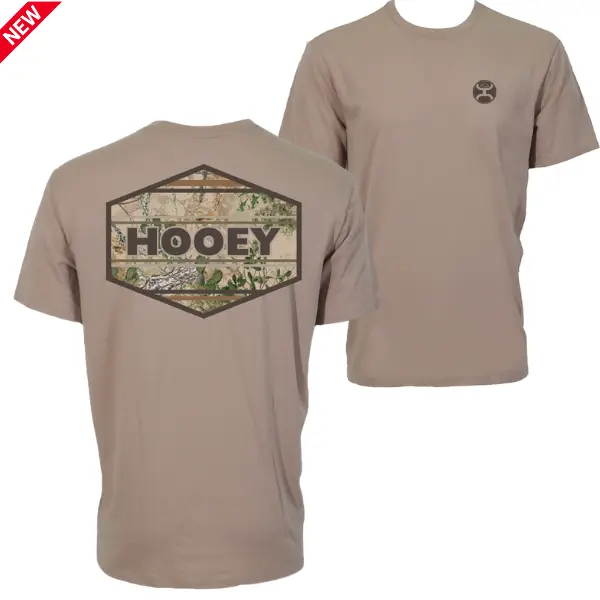 Hooey Camo Logo T-Shirt, Vintage Hexagon Graphic Tee, Hunting Camouflage Western Design, Outdoor Lifestyle Apparel Casual Gift For Men Women