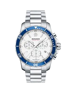 MOVADO SERIES 800 WHITE DIAL BLUE BEZEL