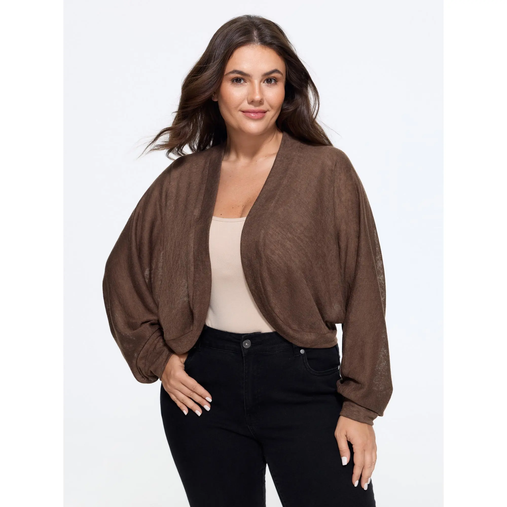 BLOOMCHIC Women's Plus Size Sheer Dolman Sleeve Open Front Crop Kimono, Size M-6X, 2026 Summer Casual Womenswear